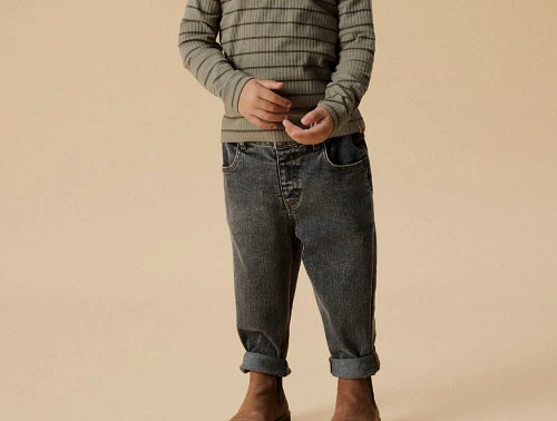Lil Atelier light grey denim baggy jeans